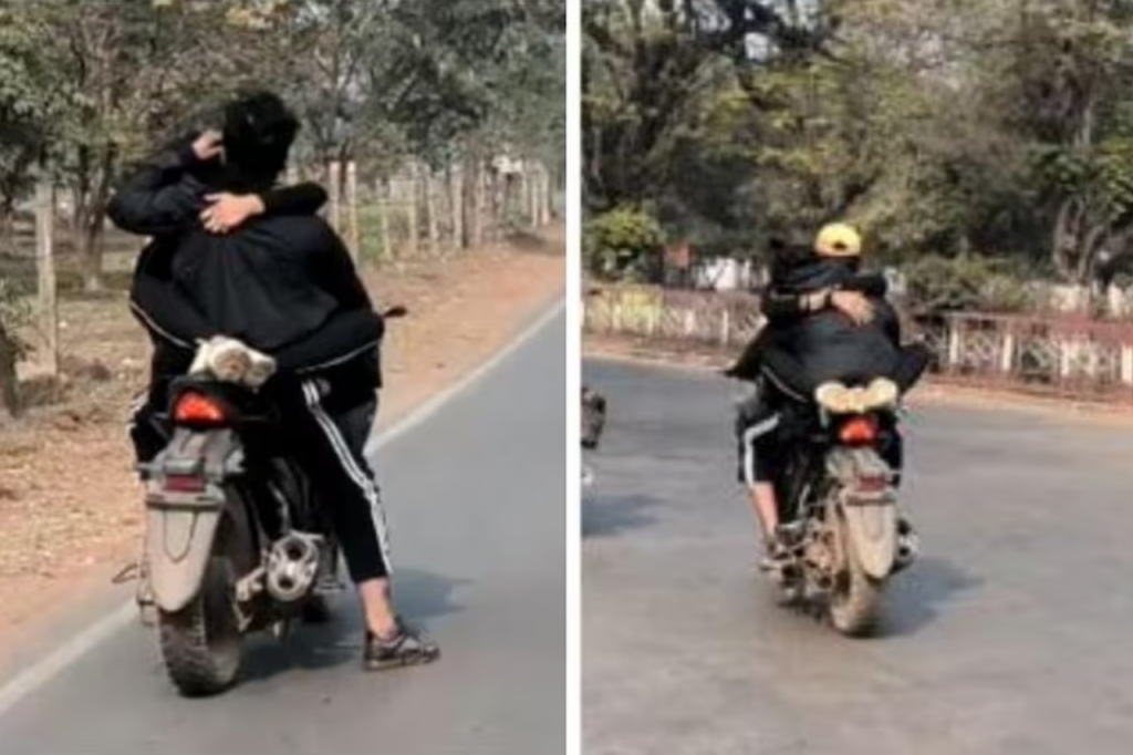 romance on moving bike